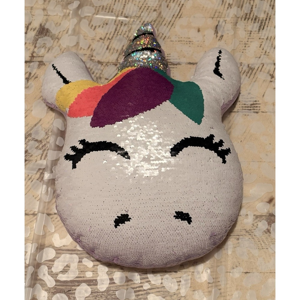 Unicorn Reversible Sequin Throw Pillow Iscream Shop Pillow 10" Used For Decor